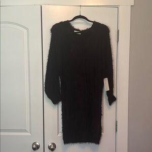Black Fuzzy Knit Dress